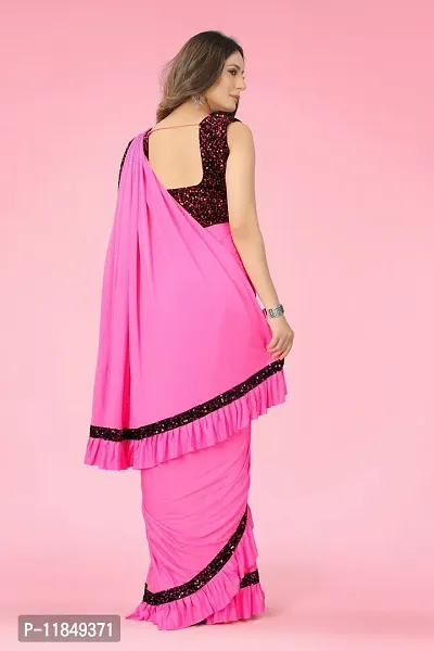 Trendy Lycra Saree with Blouse piece For Women-thumb2