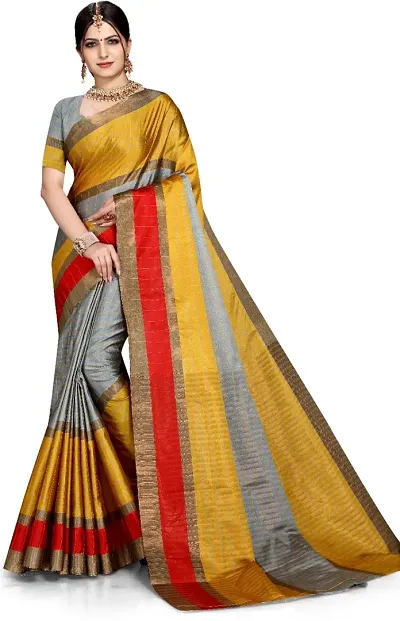 Classic Art Silk Checked Saree with Blouse piece