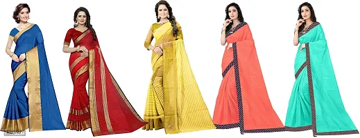 Stylish Art Silk Multicoloured Bollywood Saree with Blouse piece For Women Pack Of 5