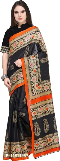 Stylish Art Silk Black Bollywood Saree with Blouse piece For Women Pack Of 1