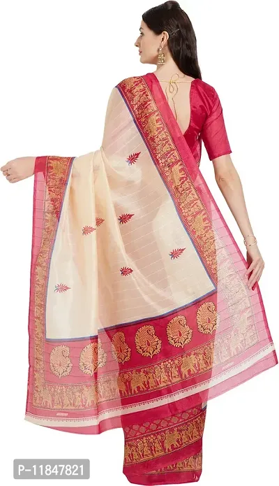 Attractive Silk Blend Saree with Blouse piece For Women-thumb2