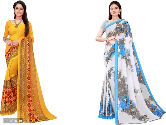 Stylish Georgette Multicoloured Daily Wear Saree with Blouse piece For Women Pack Of 2-thumb0