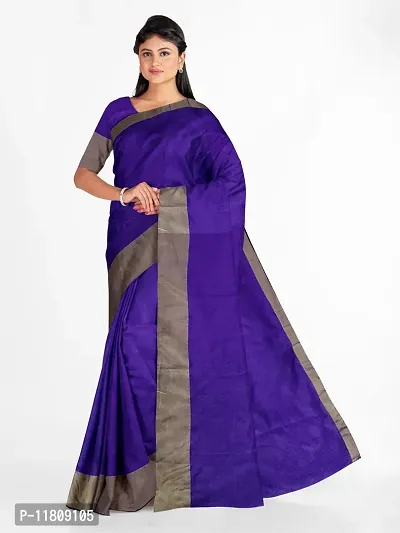 Stylish Cotton Silk Blue Daily Wear Saree with Blouse piece For Women Pack Of 1