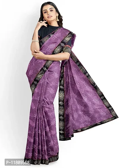 Stylish Lycra Purple Bollywood Saree with Blouse piece For Women Pack Of 1-thumb0