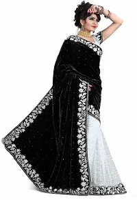 Trendy Velvet Saree with Blouse piece For Women-thumb2