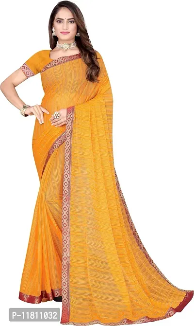 Stylish Lycra Mustard Bollywood Saree with Blouse piece For Women Pack Of 1-thumb0