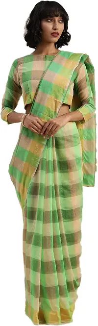 New Launched Cotton Blend Saree with Blouse piece For Women-thumb2