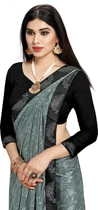 Trendy Lycra Saree with Blouse piece For Women-thumb4