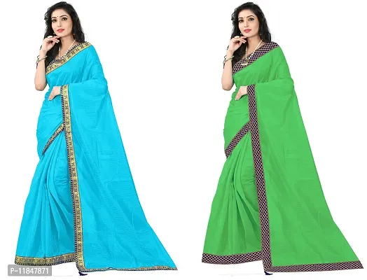 Attractive Art Silk Saree with Blouse piece For Women Pack Of 2