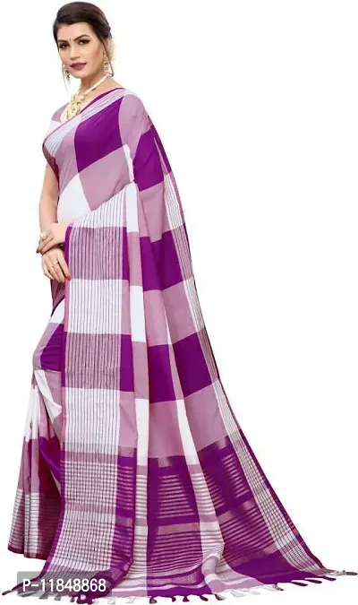 Trendy Linen Saree with Blouse piece For Women-thumb5