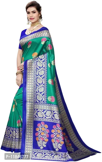 Stylish Silk Blend Saree with Blouse piece For Women-thumb2