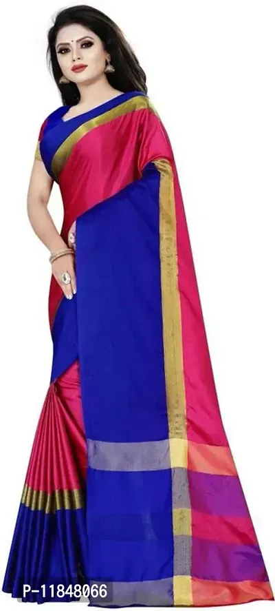 Attractive Silk Blend Saree with Blouse piece For Women-thumb4