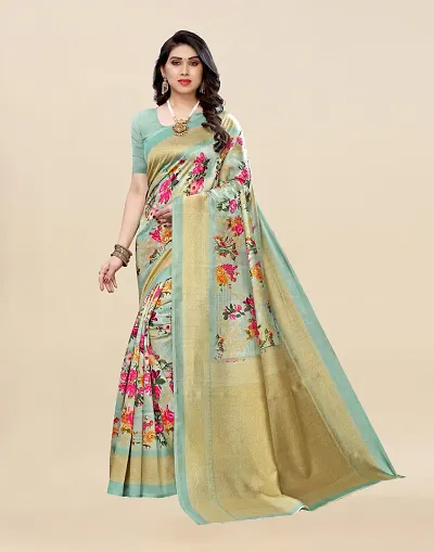 Beautiful Art Silk Printed Saree with Blouse piece