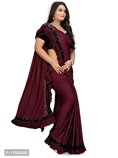 Trendy Silk Blend Saree with Blouse piece For Women-thumb4