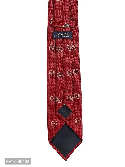 Alvaro castagnino Men Red Woven Designed Skinny Tie-thumb2
