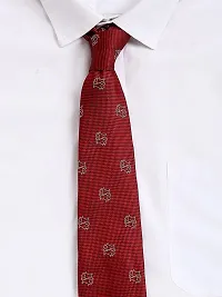 Alvaro castagnino Men Red Woven Designed Skinny Tie-thumb3