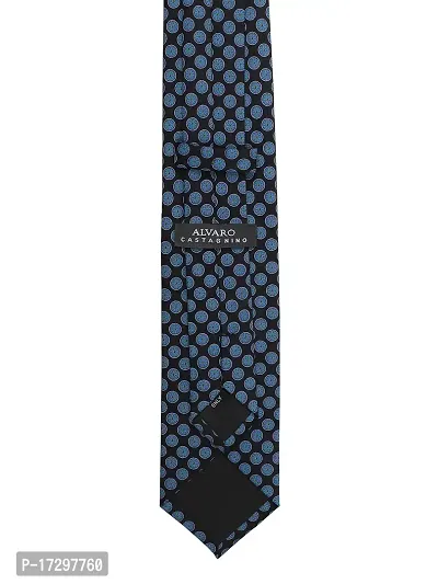 Alvaro castagnino Men Black Blue Printed Broad Tie-thumb2
