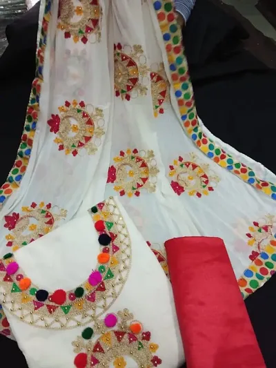 Elegant Modal Embroidered Dress Material with Dupatta Set