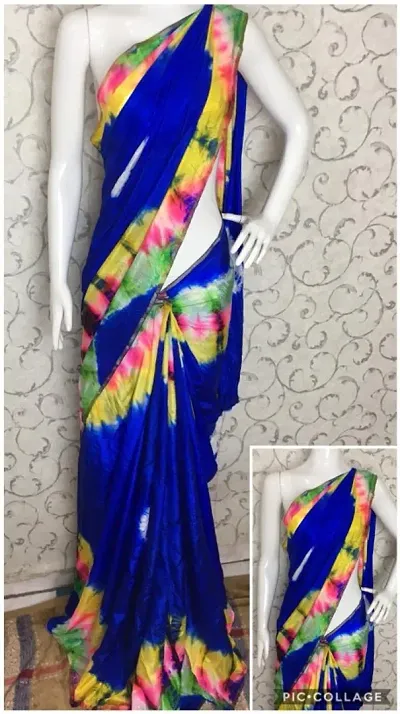 Designer Multicolor Shibori Art Silk Sarees Without Blouse Piece