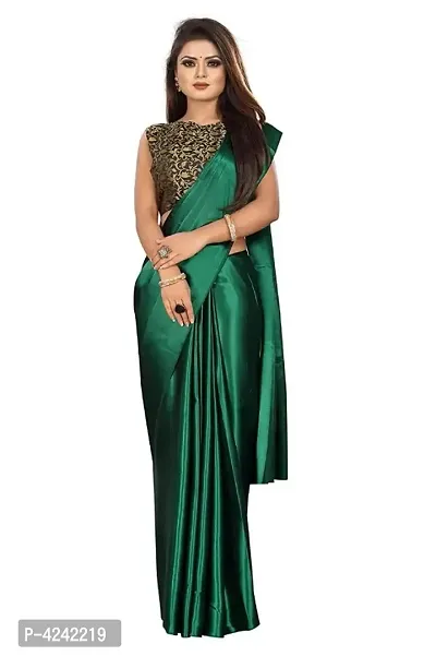 Beautiful Satin Silk Saree with Blouse piece-thumb0