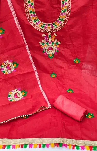 Beautiful Chanderi Silk unstitched Dress Material with Dupatta