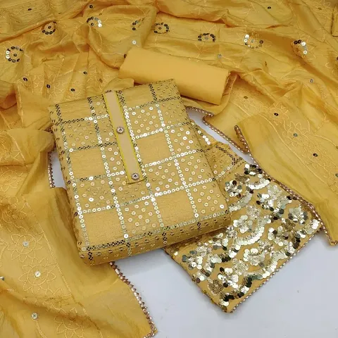 Beautiful Chanderi Silk Embroidered Dress Material with Dupatta