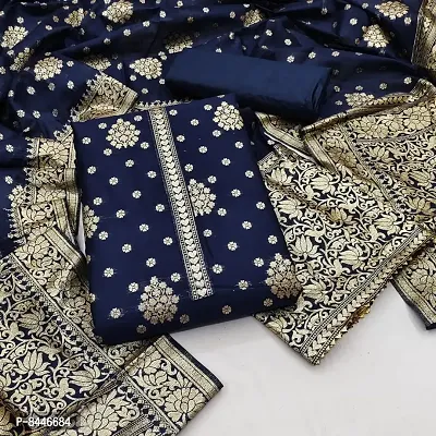 Stylish Banarasi Silk Jacquard Dress Material With Dupatta Set