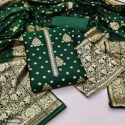 Stylish Banarasi Silk Jacquard Dress Material With Dupatta Set-thumb0
