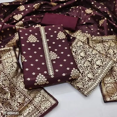 Stylish Banarasi Silk Jacquard Dress Material With Dupatta Set
