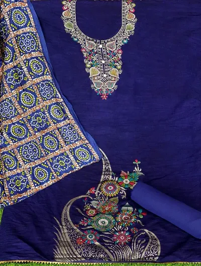 Stylish Banarasi Silk Embroidered Unstitched Suit
