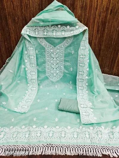 Fancy Chanderi Silk Unstitched Dress Material for Women
