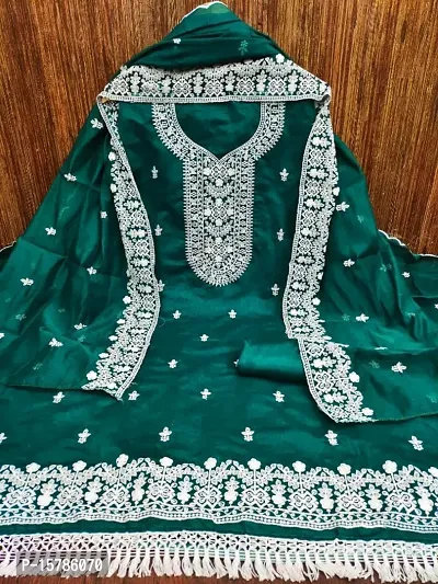 Fancy Chanderi Silk Unstitched Dress Material for Women-thumb0