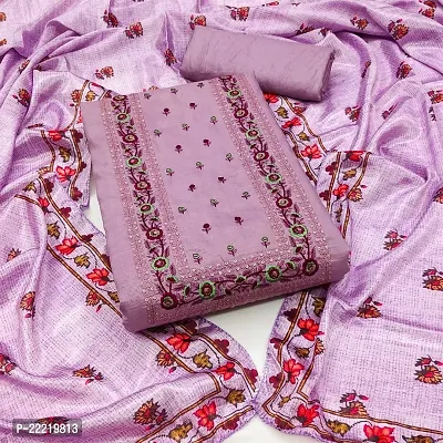 Classic Silk Embroidered Dress Material with Dupatta for Women