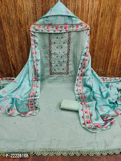 Classic Silk Embroidered Dress Material with Dupatta for Women