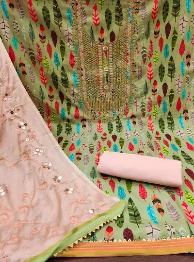 Classic Slub Dress Material with Dupatta