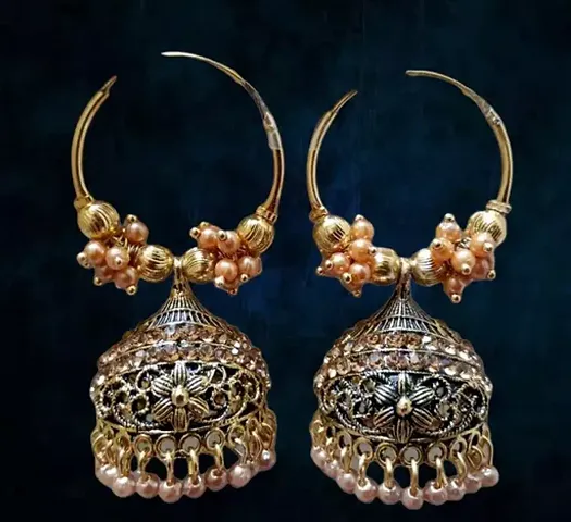 Twinkling Brass Beads Jhumkas Earrings For Women