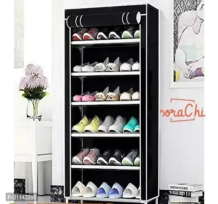 Multipurposer Black 6 Layers Shoe Rack With Cover-thumb0