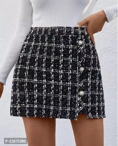 Elegant Polyester Checked Skirts For Women