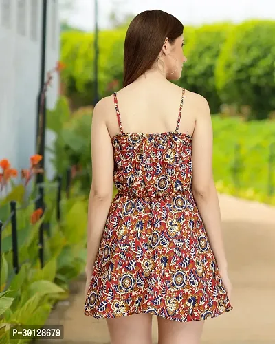 Stylish Multicoloured Crepe Printed Dresses For Women-thumb2