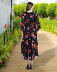 Stylish Black Georgette Printed Dresses For Women-thumb1