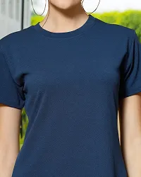 Stylish Navy Blue Cotton Blend Solid Dresses For Women-thumb2