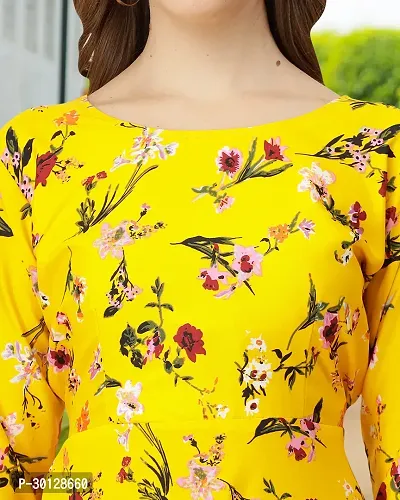 Stylish Yellow Crepe Printed Dresses For Women-thumb3