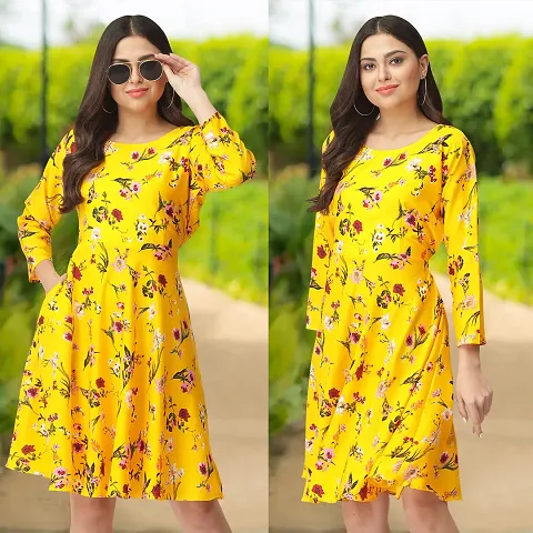 Stylish Crepe Fit And Flare Dress For Women