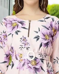 Stylish Pink Crepe Printed Dresses For Women-thumb2