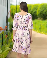 Stylish Pink Crepe Printed Dresses For Women-thumb1