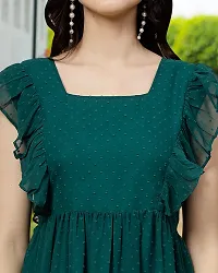 Stylish Green Georgette Solid Dresses For Women-thumb2