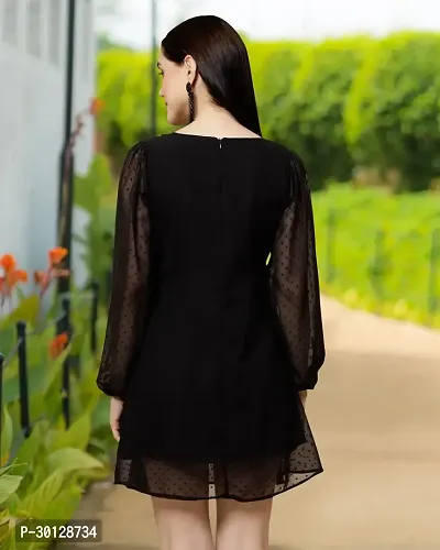 Stylish Black Georgette Solid Dresses For Women-thumb2