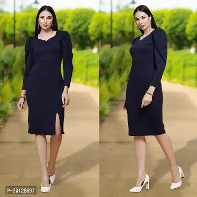 Stylish Black Cotton Blend Solid Dresses For Women-thumb0