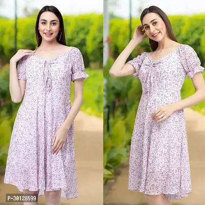 Stylish Purple Georgette Printed Dresses For Women