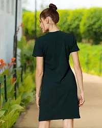 Stylish Green Cotton Blend Solid Dresses For Women-thumb1